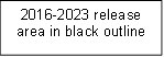 2016-2023 release area in black outline 