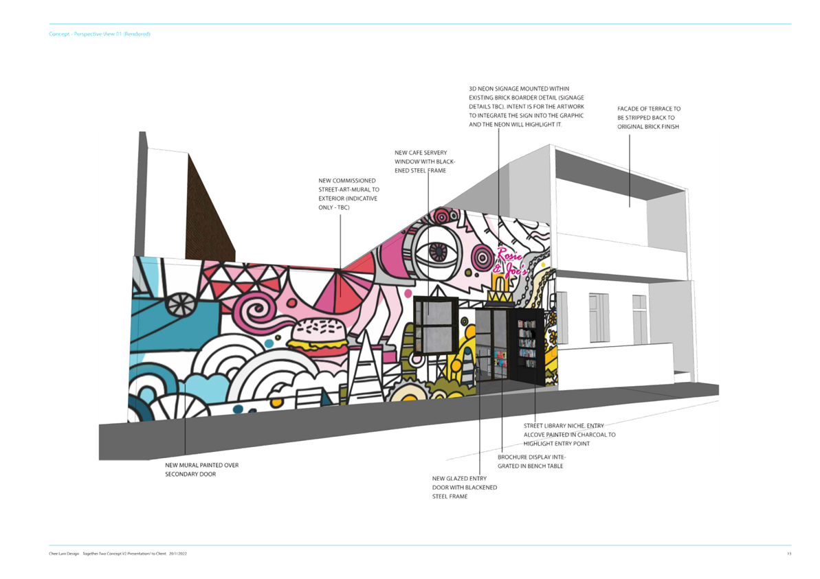 A drawing of a building with a colorful wall

AI-generated content may be incorrect.